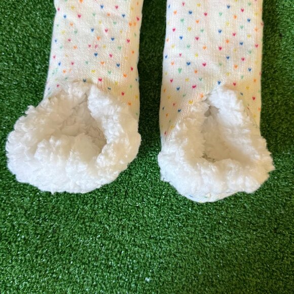 Be Happy Knitted Loungewear Warmer Cozy Sherpa Lining Slippers Socks Size 6-6.5 - Picture 5 of 7